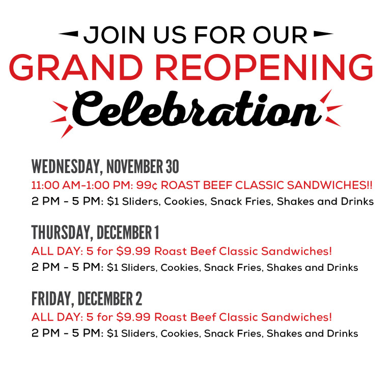 Grand Reopening Celebration at 4270 Milltown Road in Green Bay! : Arby's